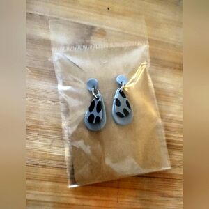 Grey Dalmation spotted Dangling earrings